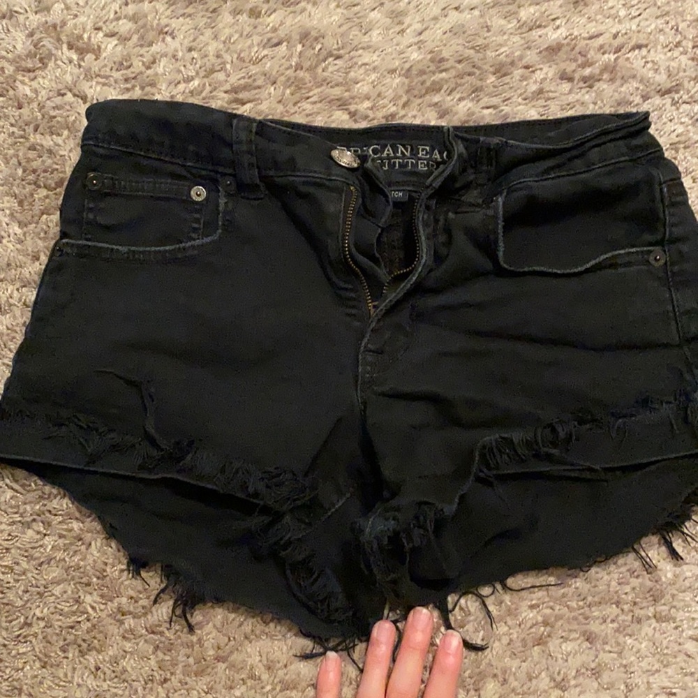 Black American eagle high rise festival shorts